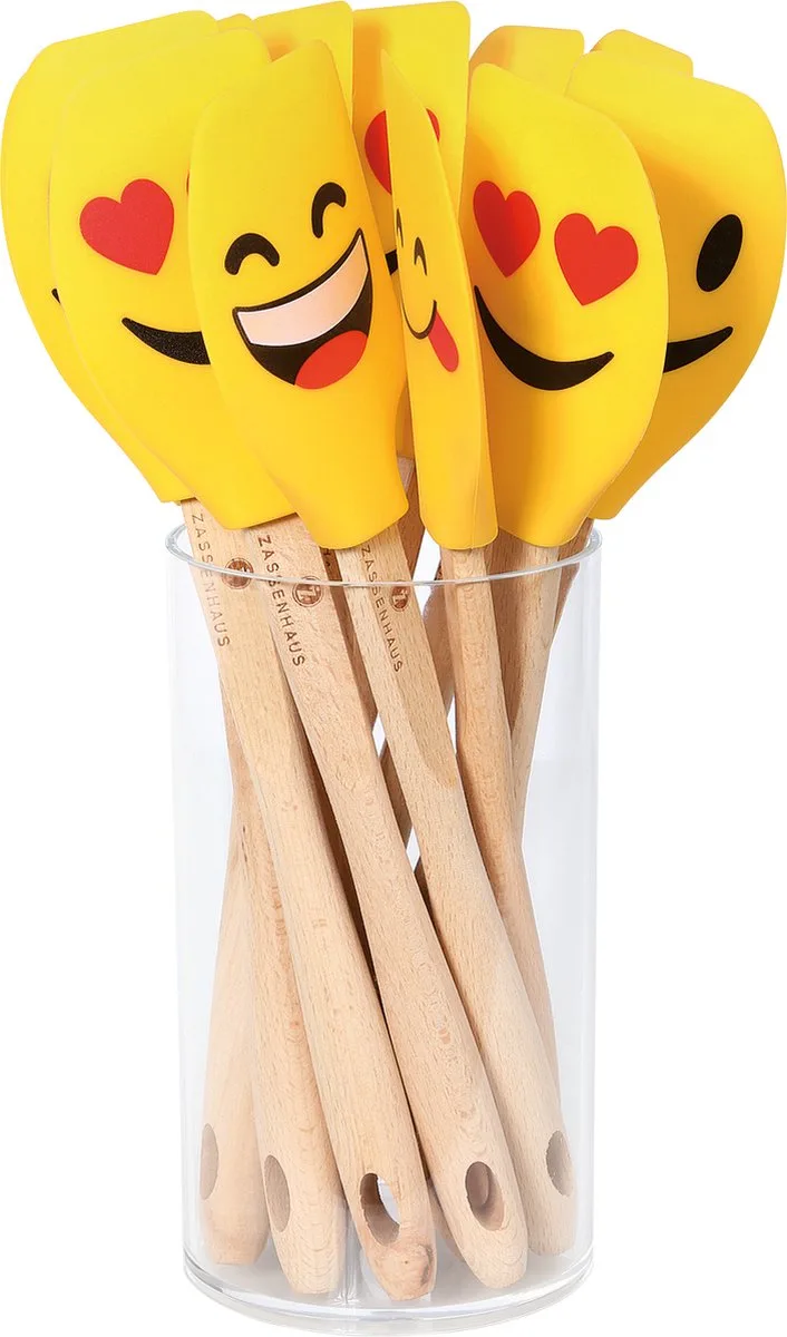 Deegschraper Smiley 30,5cm beukenhout van Zassenhaus in Geel – productfoto