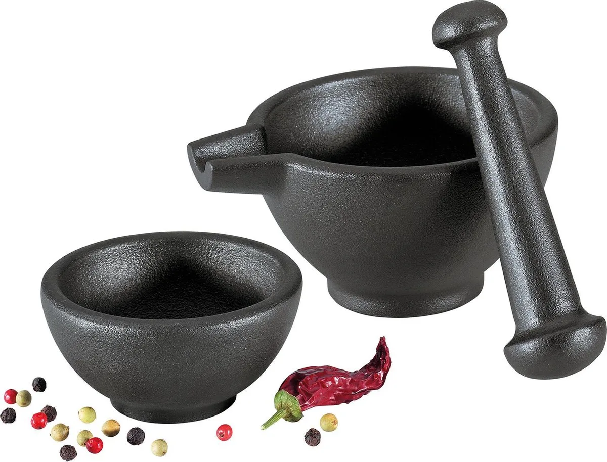 Mrserset Gusseisen mMrser Schale und Stel von Zassenhaus in Schwarz – Produktfoto
