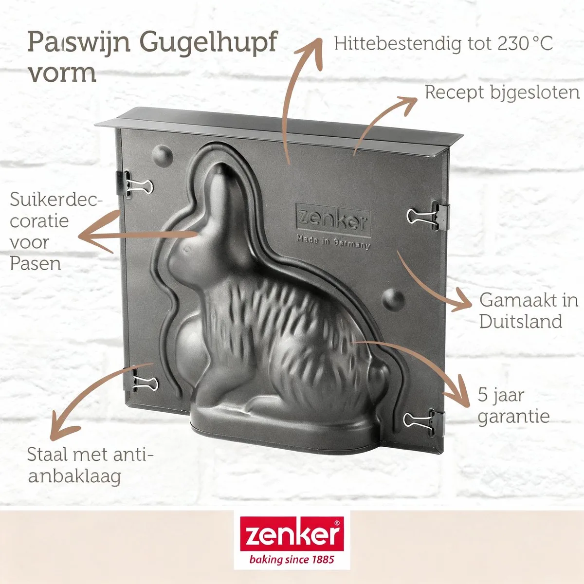 3D Taartvorm in de vorm van een Paashaas 600 ml Zenker Special Season von Zenker in Schwarz – Produktfoto