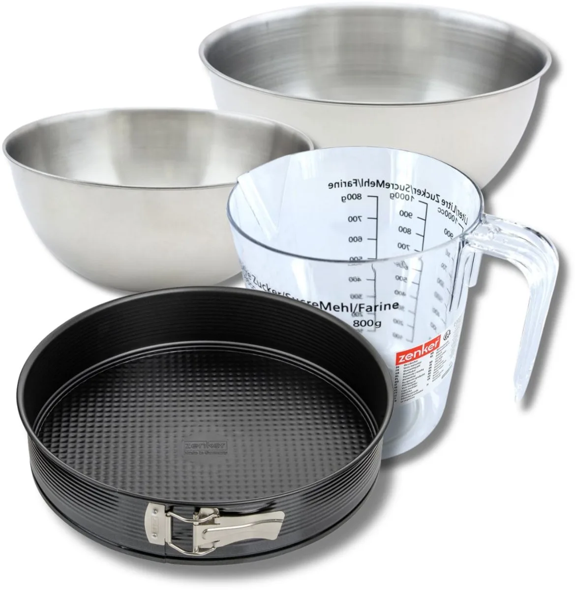 Bakkerset met een springvorm van 26 cm, 2 mengkommen, maatbeker en spatel Zenker de Zenker en Noir – photo produit