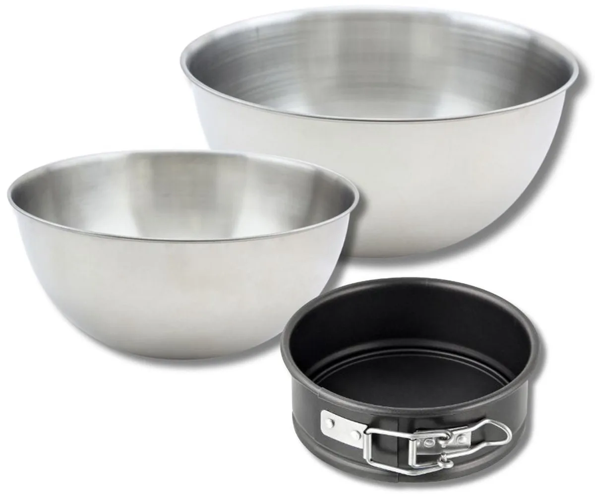 Bakkerset met mini taartvorm 12 cm, 2 mengkommen en 1 spatel Zenker van Zenker in Zwart – productfoto