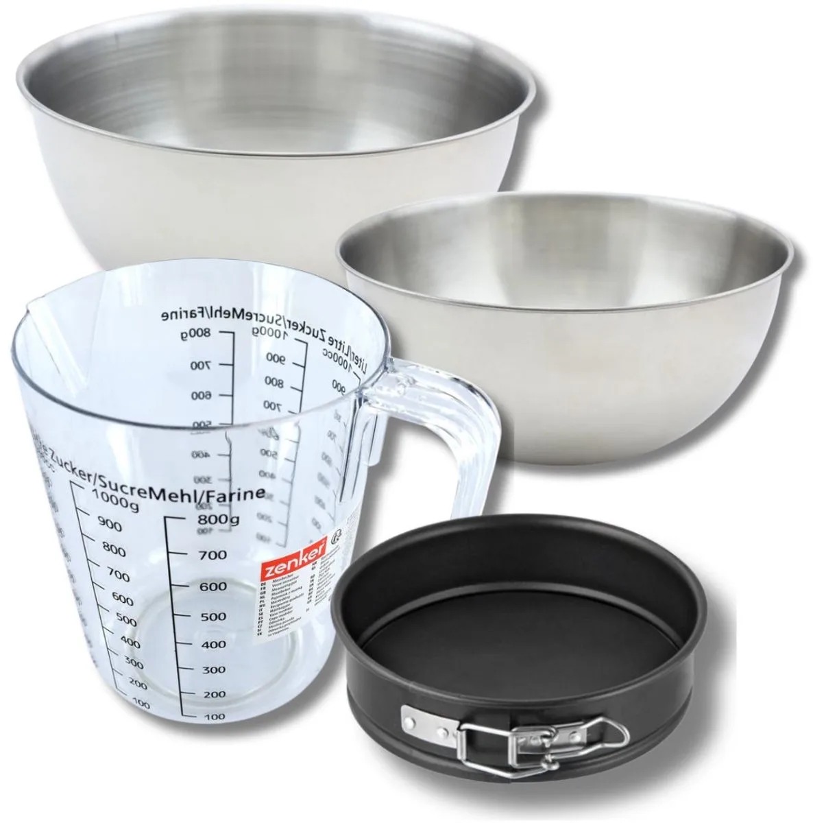 Bakkerset met mini taartvorm 16 cm, 2 mengkommen, maatbeker en spatel Zenker de Zenker en Noir – photo produit