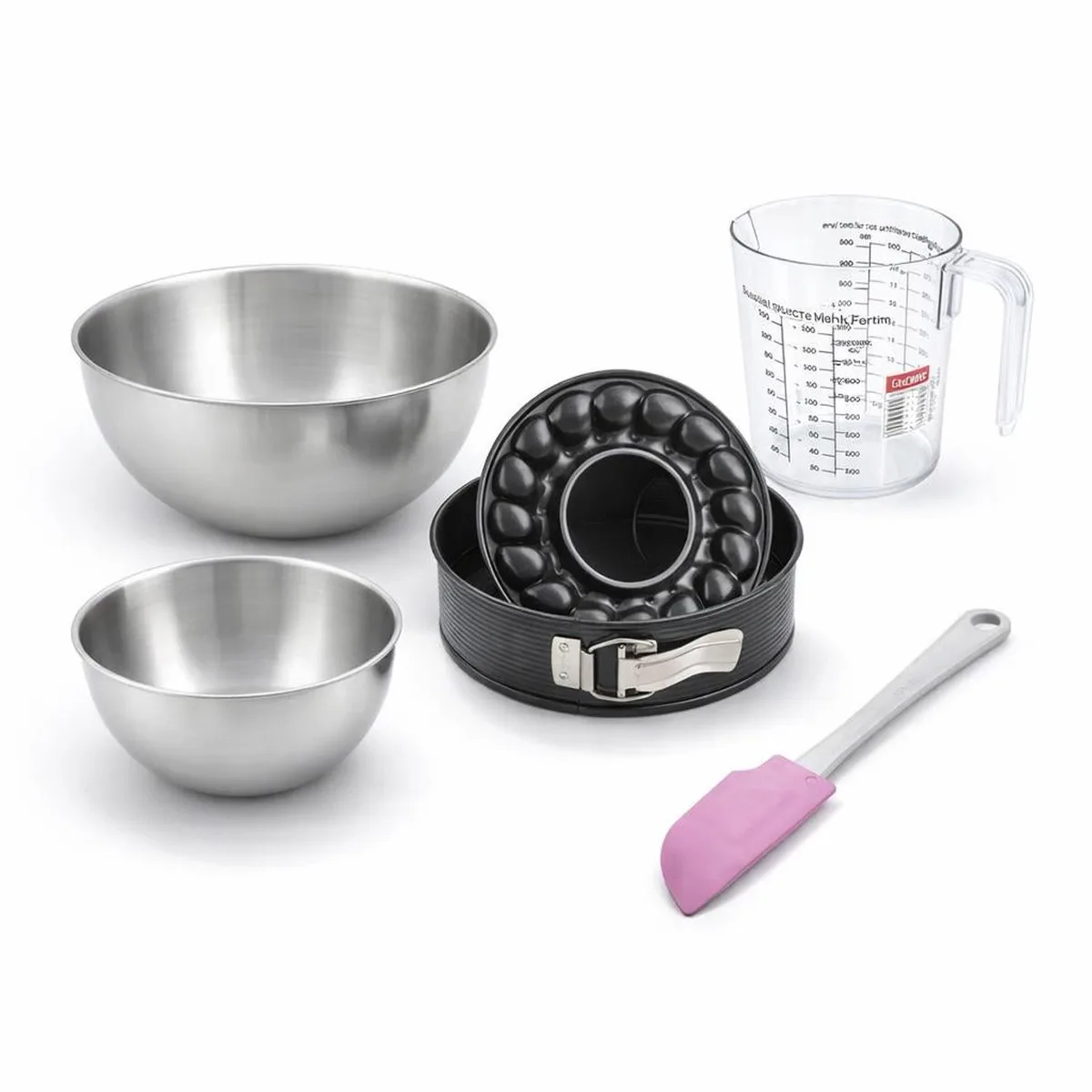 Bakkerset met springvorm en savarinvorm 18 cm, 2 mengkommen, maatbeker en spatel Zenker van Zenker in Zwart – productfoto