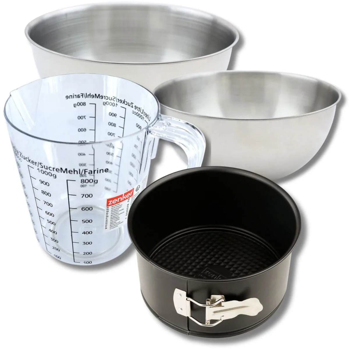 Bakkersset met 18 cm panettonevorm, 2 mengkommen, maatbeker en spatel Zenker van Zenker in Zwart – productfoto