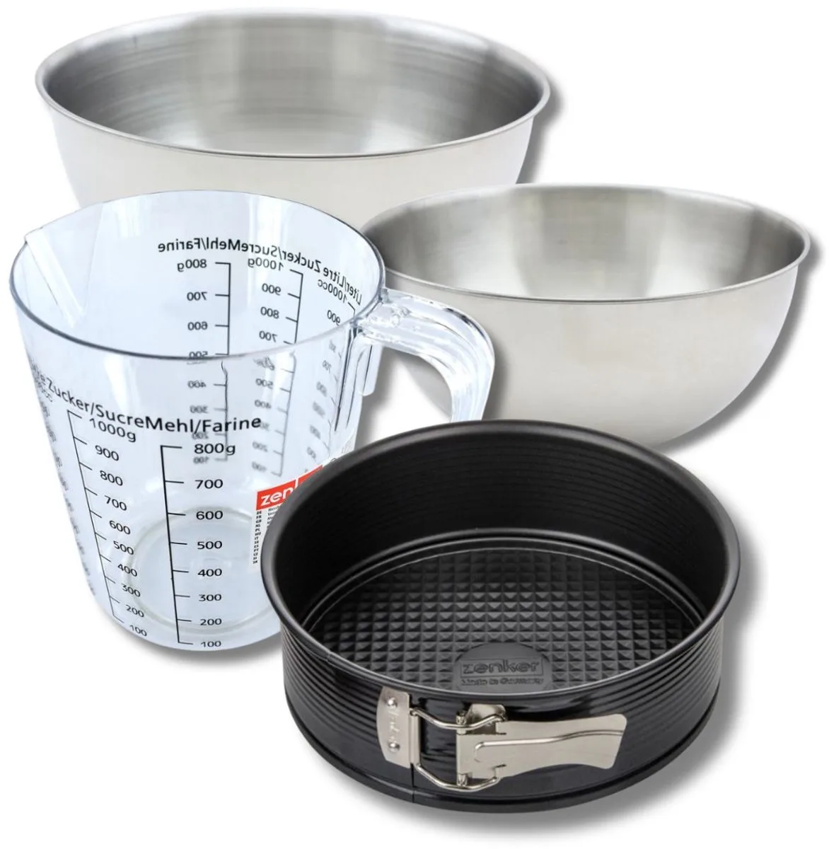 Bakkersset met 20 cm springvorm, 2 mengkommen, maatbeker en spatel Zenker de Zenker en Noir – photo produit