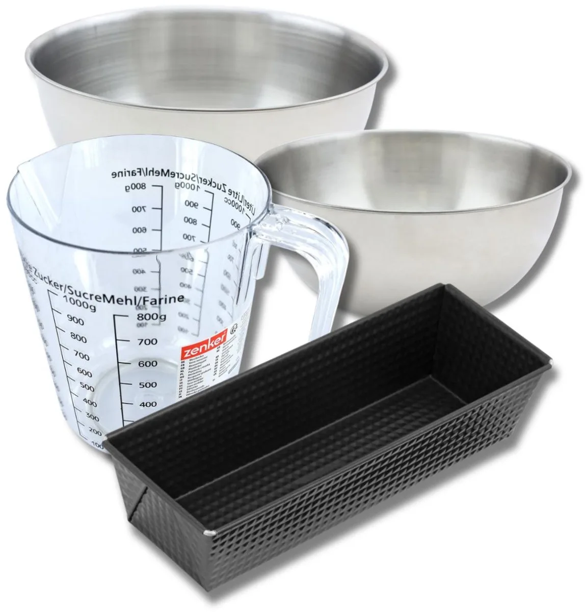 Bakkersset met cakevorm 30,5 cm, 2 mengkommen, maatbeker en spatel Zenker de Zenker en Noir – photo produit