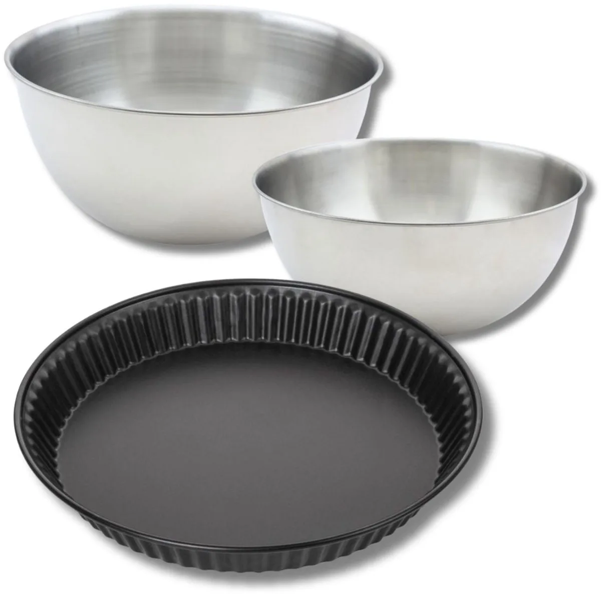 Bakkersset met quichevorm Lorraine 28 cm, 2 mengkommen en 1 spatel Zenker von Zenker in Schwarz – Produktfoto
