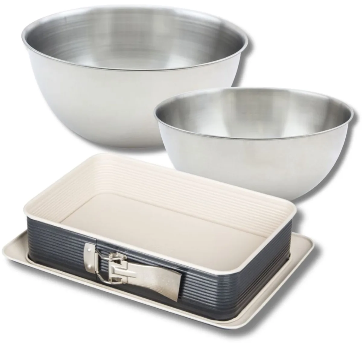 Bakkersset met springvorm 28 x 18 cm, 2 mengkommen en 1 spatel Zenker von Zenker in Schwarz, Weiß – Produktfoto