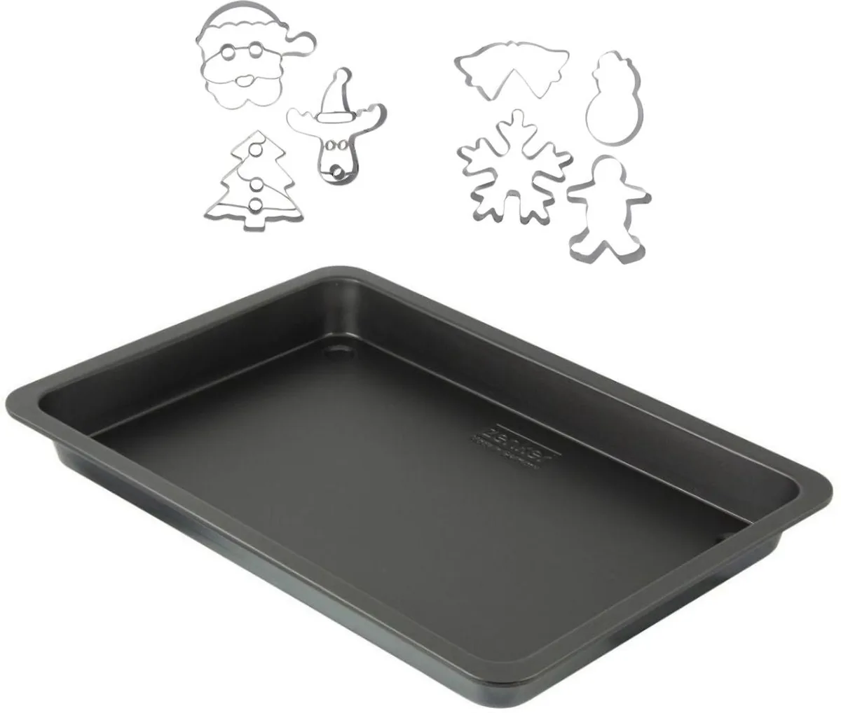 Bakplaat oven van 42 x 29 cm en 7 roestvrijstalen kerstuitstekers Zenker Kerst van Zenker in Zwart – productfoto