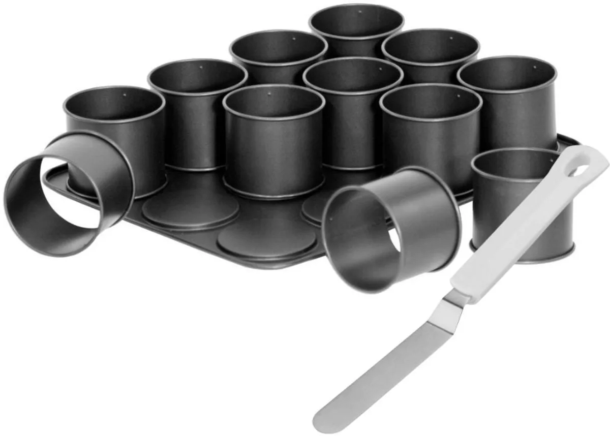 Bakplaat voor mini-taartjes en glazuurspatel Zenker Black Metallic van Zenker in Wit, Zwart – productfoto