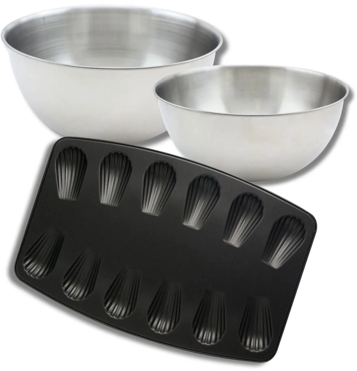 Bakset bakvorm voor 12 madeleines, 2 mengkommen en 1 spatel Zenker von Zenker in Schwarz – Produktfoto