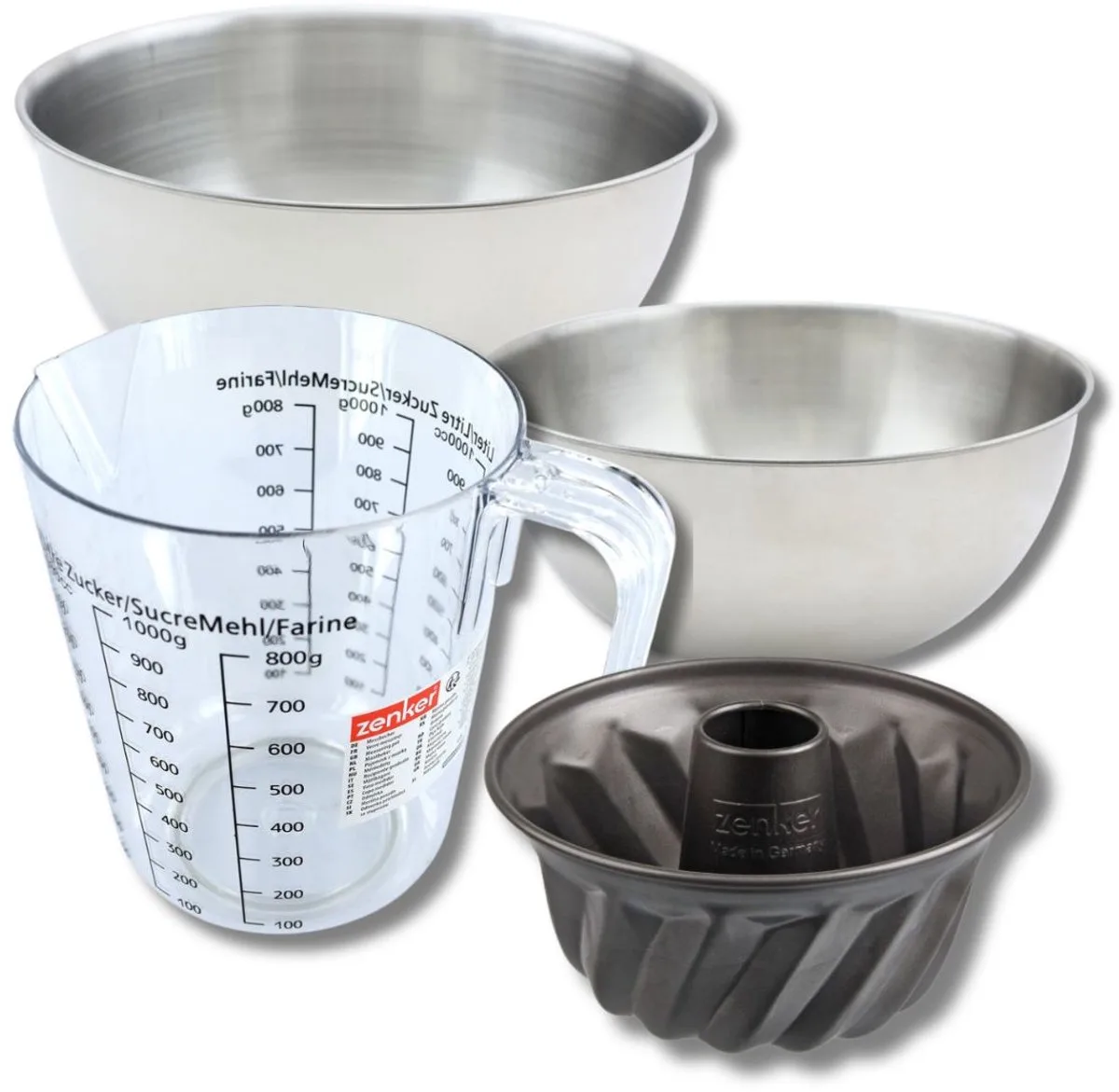 Bakset met mini kouglofvorm 18 cm, 2 mengkommen, maatbeker en spatel Zenker de Zenker en Noir – photo produit