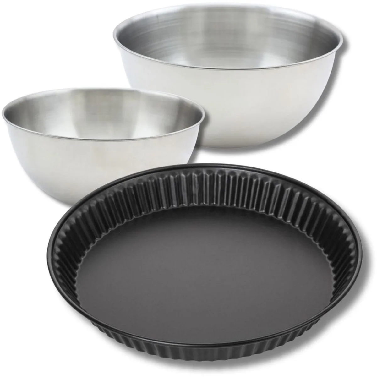 Bakset met quichevorm Lorraine 30 cm, 2 mengkommen en 1 spatel Zenker von Zenker in Schwarz – Produktfoto