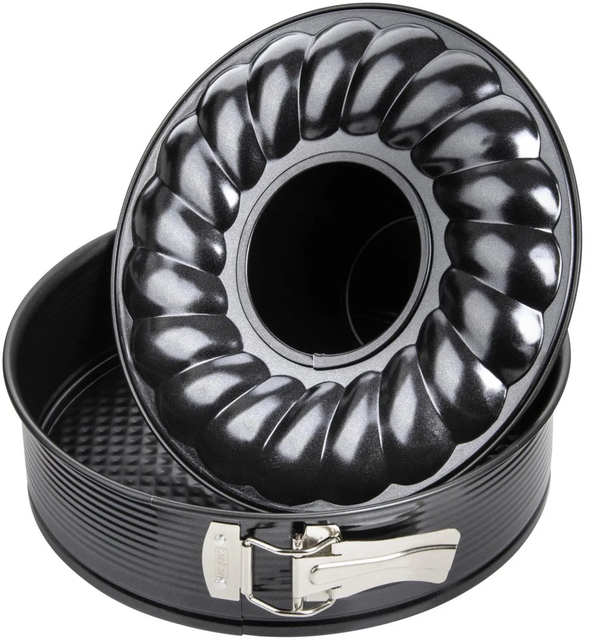 Bakvorm voor taart en savarin met dubbele bodem 26 cm Zenker Black Metallic van Zenker in Zwart – productfoto
