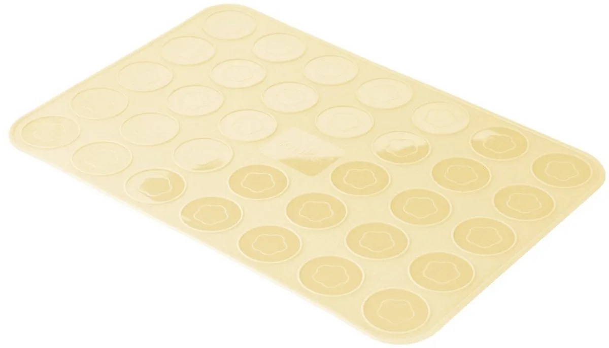 Macarons Bakmat Patisserie, Perfect voor kleine koekjes en biscuits, Siliconen bakvorm (Kleur: Crème), Aantal: 1 stuk de Zenker en Marron – photo produit