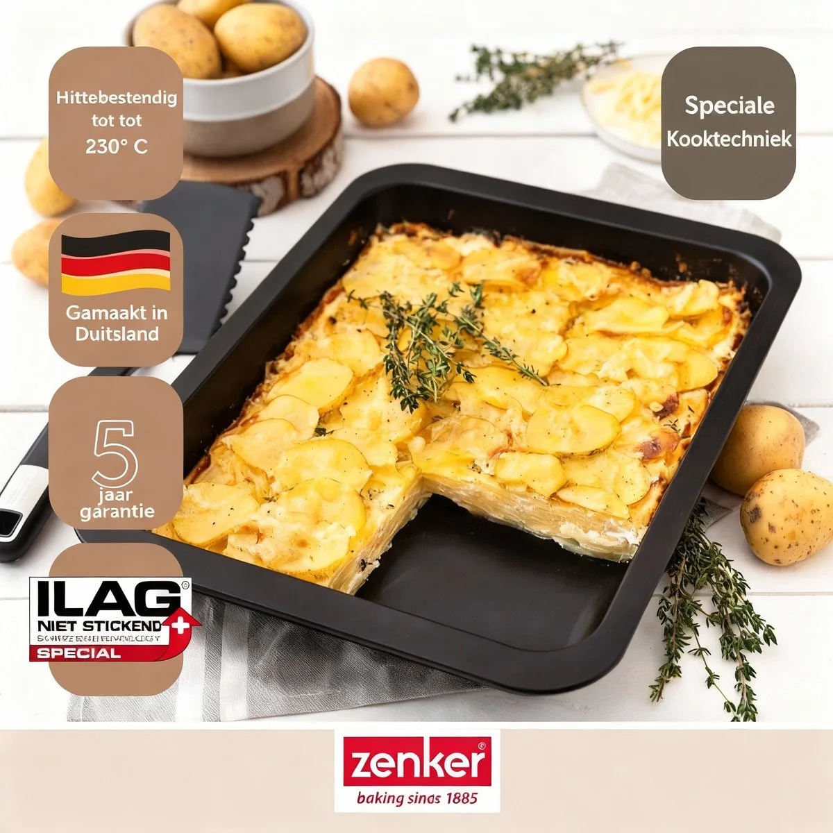 Ovenschaal XXL 40 x 29 x 6 cm Zenker Special Cooking van Zenker in Zwart – productfoto