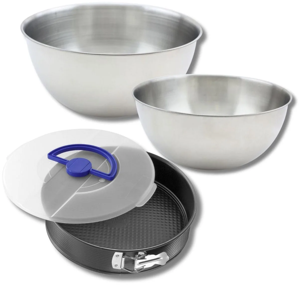 Patisserie Set bestaande uit 1 Zenker Springvorm, 2 RVS Kommen Fackelmann de Zenker en Noir – photo produit