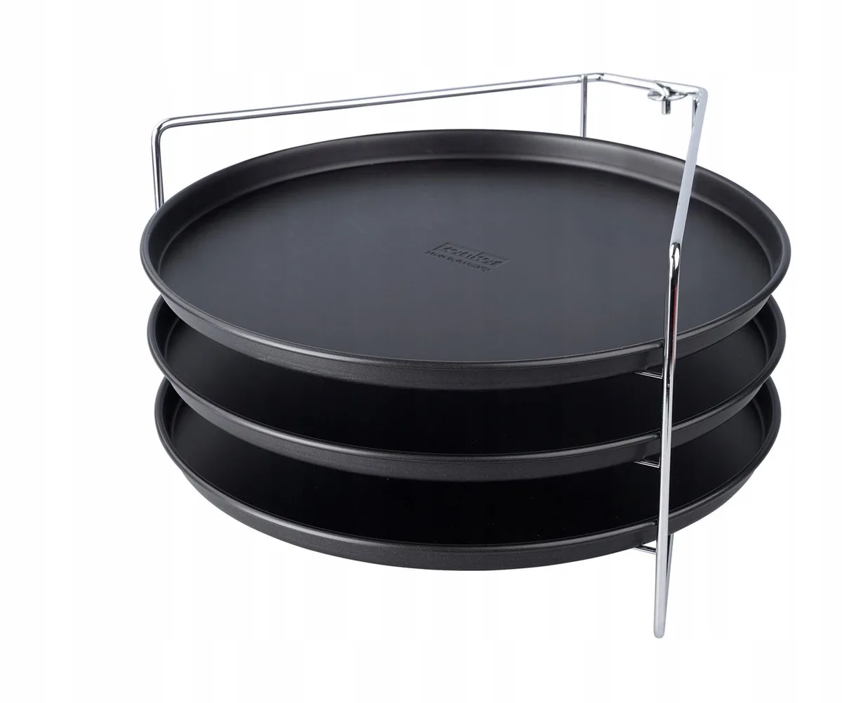 Pizzabakset: 3 Bakplaten met Standaard, Ø 29 cm de Zenker – photo produit