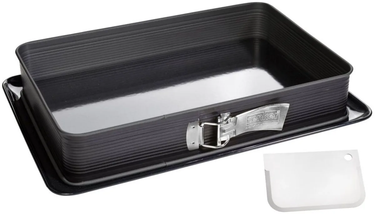 Rechthoekige springvorm van geëmailleerd staal en zijn spatel 42 x 29 cm Zenker Deluxe de Zenker en Noir – photo produit