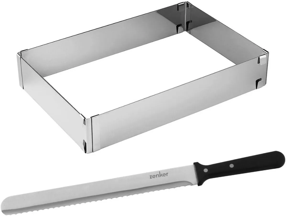Rechthoekige verstelbare taartvorm en 30 cm banketmes Zenker Smart Pastry by Zenker in Roestvrij staal – product photo