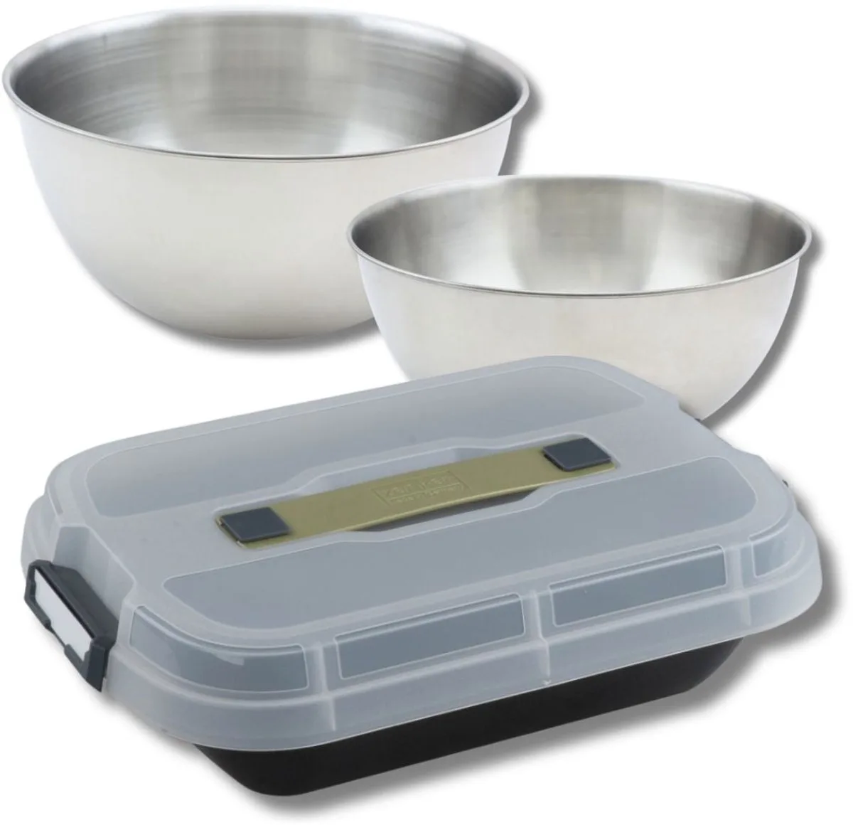 Set bakvorm voor taarten 34 x 24 cm met deksel, 2 mengkommen en 1 spatel Zenker by Zenker in Black – product photo