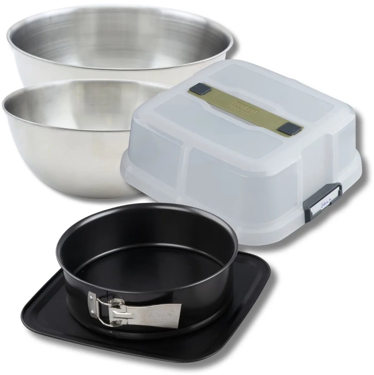 Set bakvorm voor taartvorm 23 cm met deksel, 2 mengkommen en 1 spatel Zenker de Zenker en Noir – photo produit