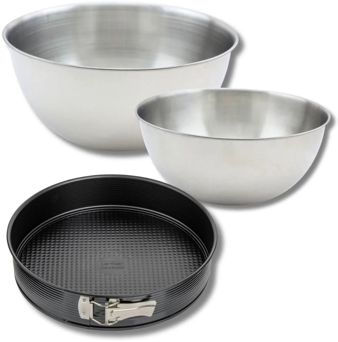 Set bestaande uit 1 springvorm 28 cm, 1 spatel Zenker en 2 mengkommen van roestvrij staal Fackelmann de Zenker en Noir, Violet, Roestvrij staal – photo produit