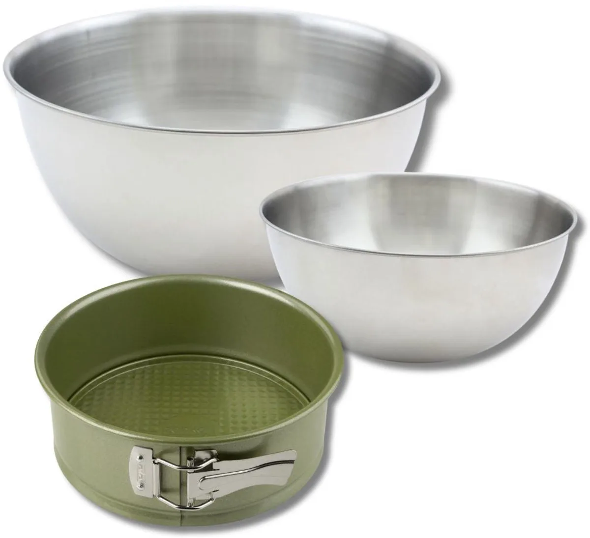 Set met 1 springvorm van 20 cm, 1 spatel Zenker en 2 mengkommen van roestvrij staal Fackelmann de Zenker en Groente – photo produit