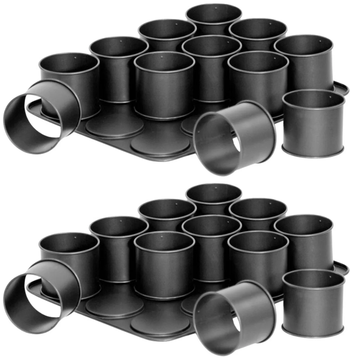 Set van 2 Bakplaten 12 mini Verwijderbare ronde vormen 38 x 30 cm Zenker Black Metallic von Zenker in Schwarz – Produktfoto