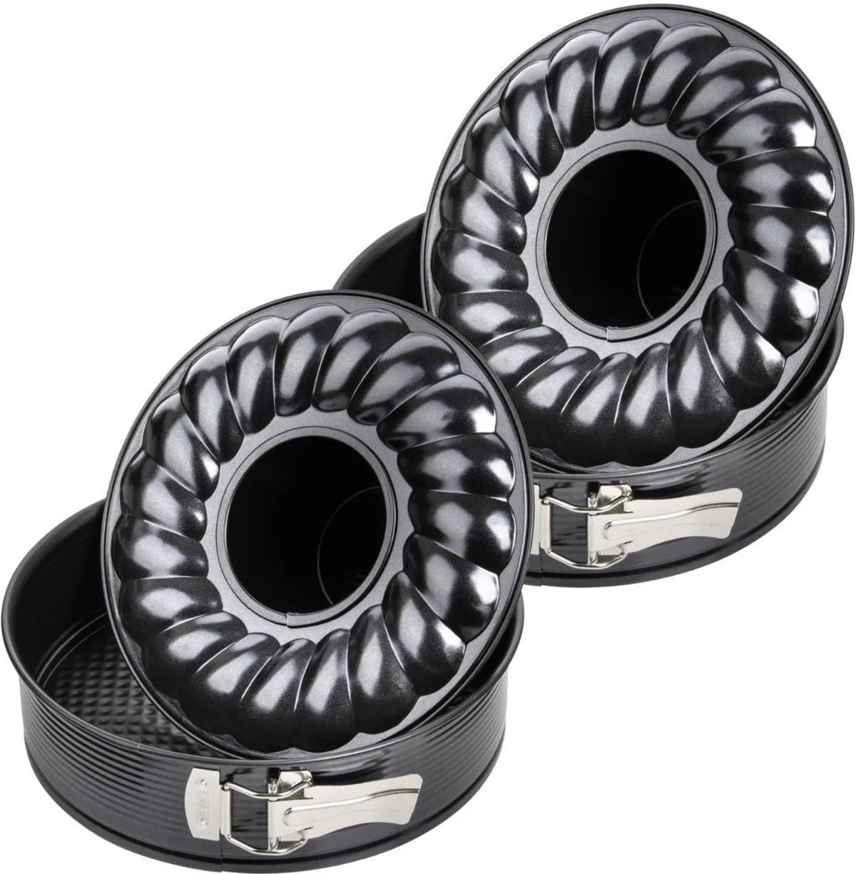 Set van 2 Bakvormen voor taart en savarin met dubbele bodem 24 cm Zenker Black Metallic de Zenker en Noir – photo produit