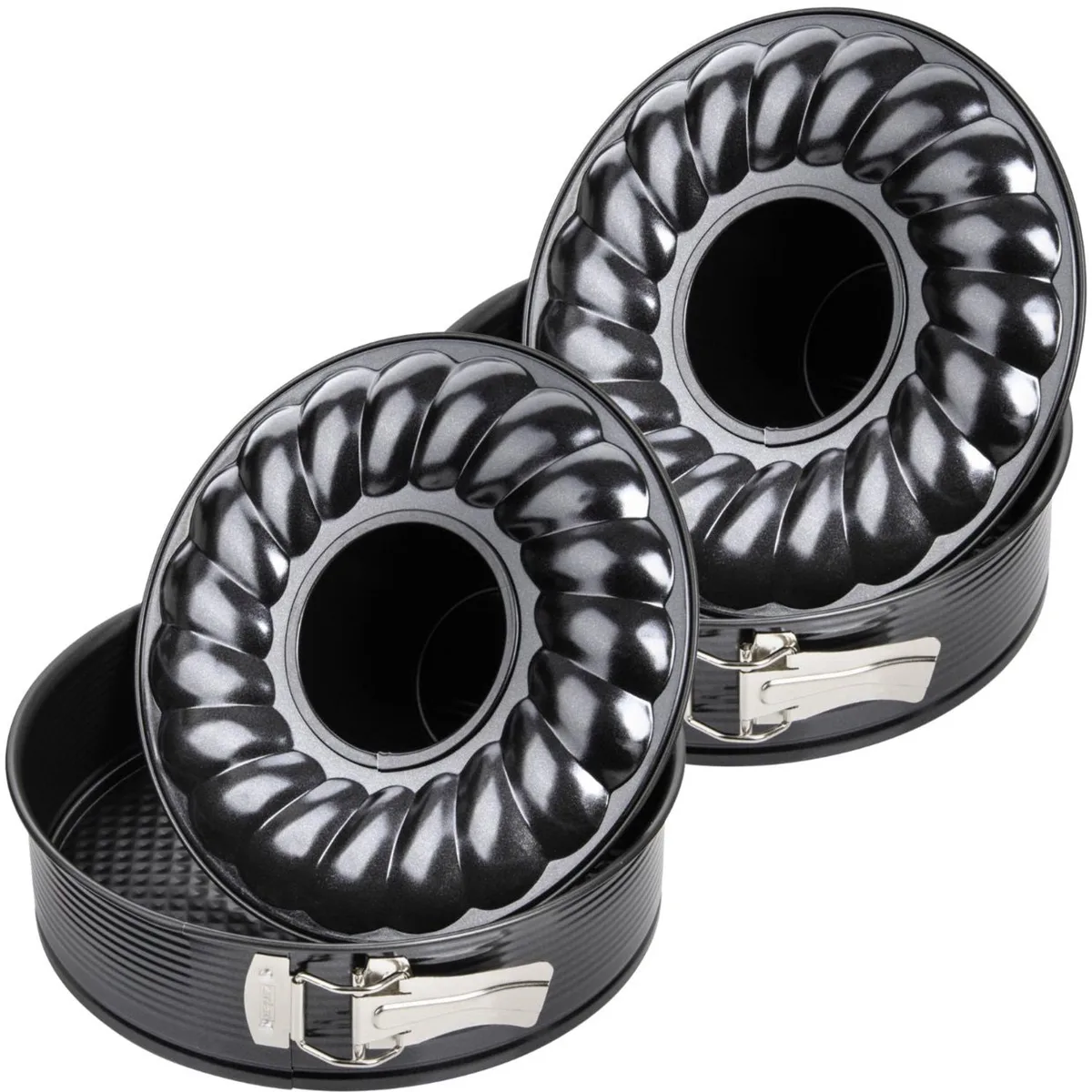 Set van 2 Bakvormen voor taart en savarin met dubbele bodem 26 cm Zenker Black Metallic de Zenker en Noir – photo produit