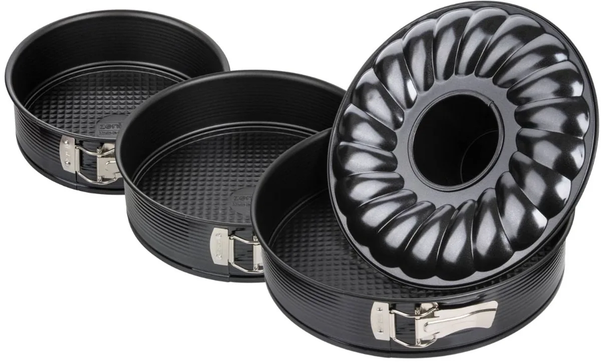 Set van 2 springvormen en 1 springvorm en savarinvorm diameters 20, 24, 28 cm Zenker Black Metallic de Zenker en Noir – photo produit
