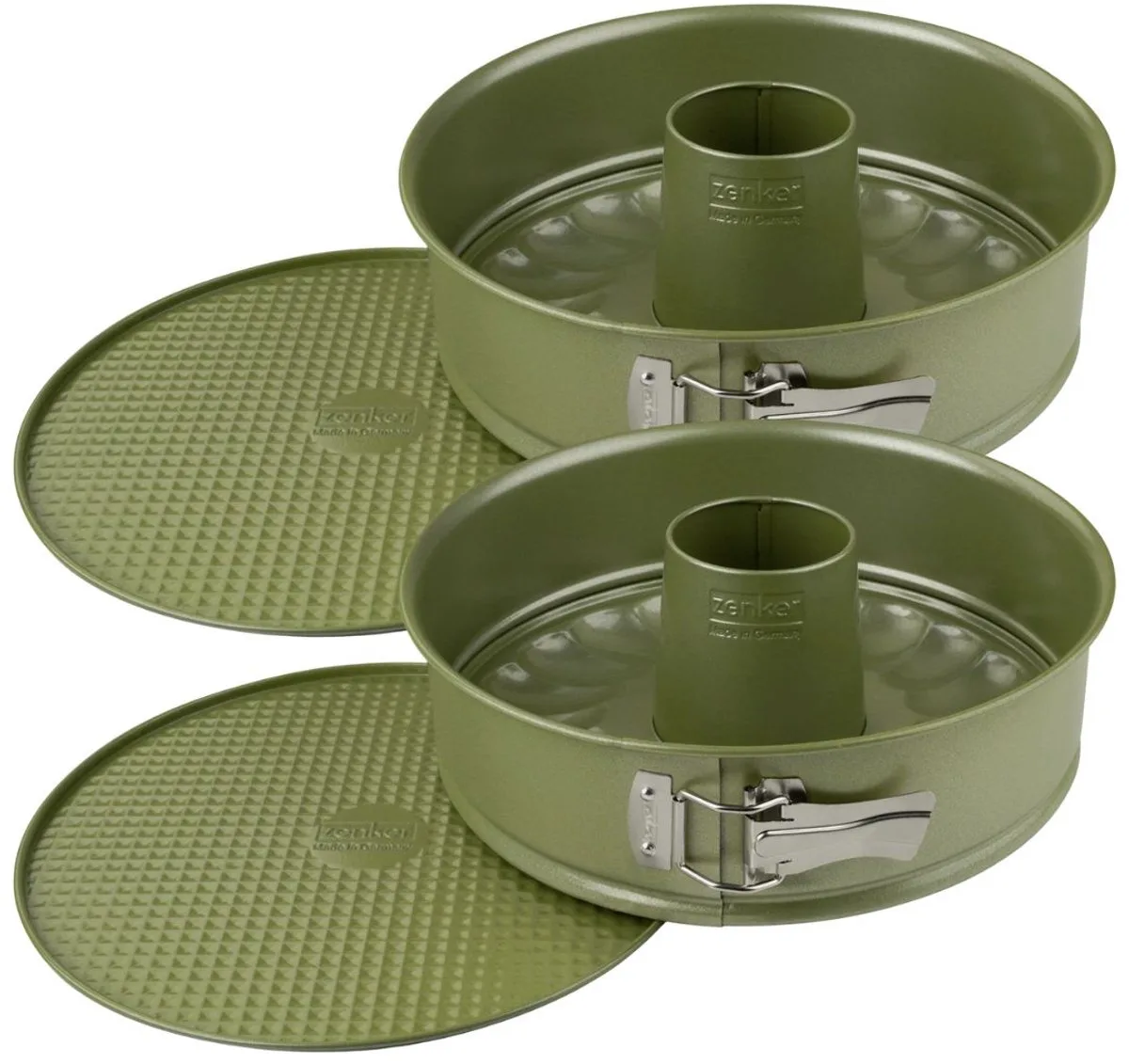 Set van 2 Springvormen en Savarin met dubbele bodem 26 cm Zenker Green Vision by Zenker in Groente – product photo