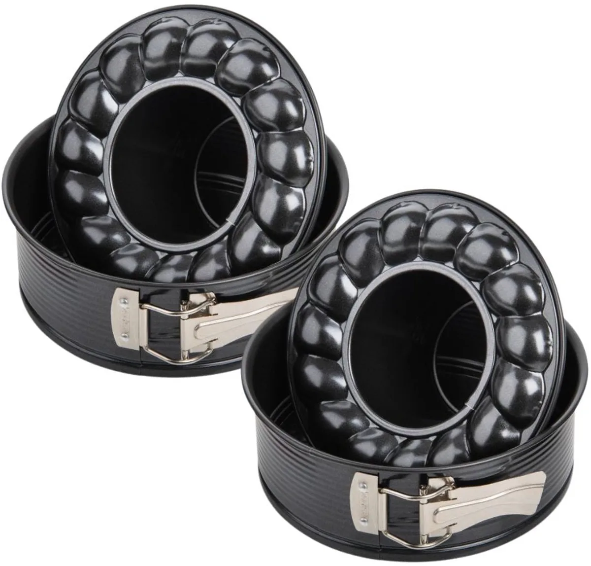 Set van 2 springvormen met scharnier en savarinbodem 18 cm Zenker Black Metallic fra Zenker i Sort – produktbillede