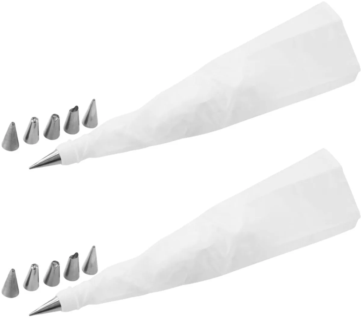 Set van 2 spuitzakken en 6 roestvrijstalen spuitmondjes 33 cm Zenker Smart Pastry från Zenker i Vit, Roestvrij staal – produktbild