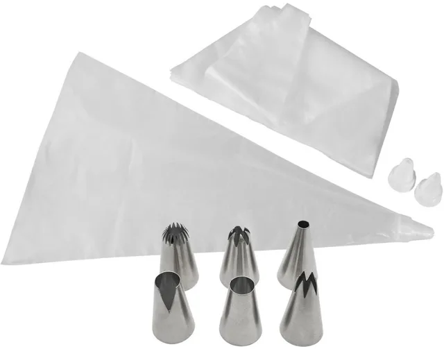 Set van 20 spuitzakken van plastic met roestvrijstalen en plastic spuitmondjes 32 cm Zenker Smart Pastry
