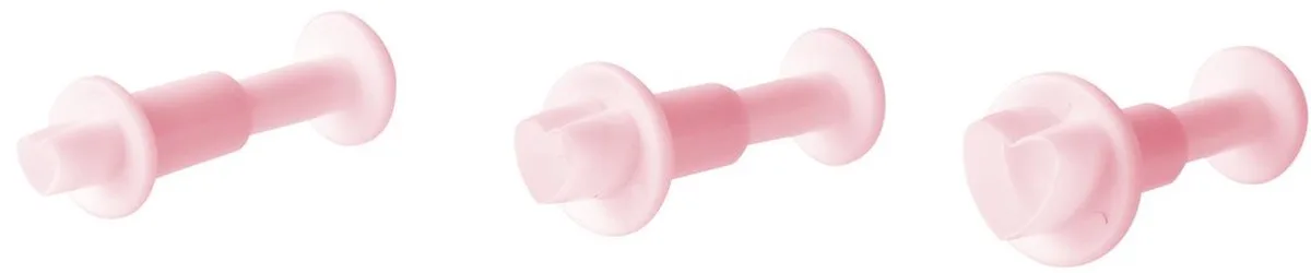 Set van 3 uitsteekvormen met hart en drukknop voor suikerpasta Zenker Candy by Zenker in Pink – product photo