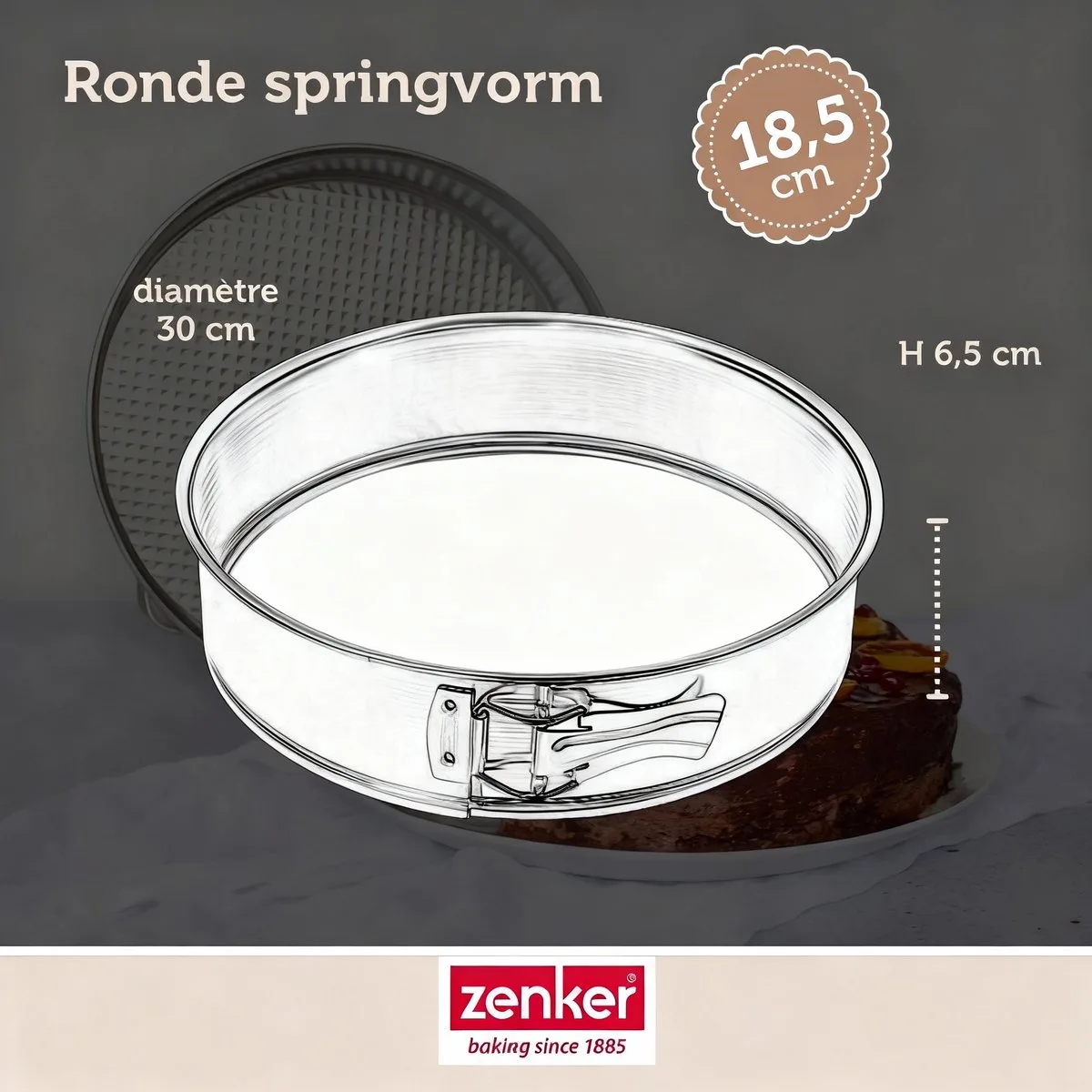 Springvorm met scharnier 18,5 cm Zenker Silver van Zenker in Grijs – productfoto
