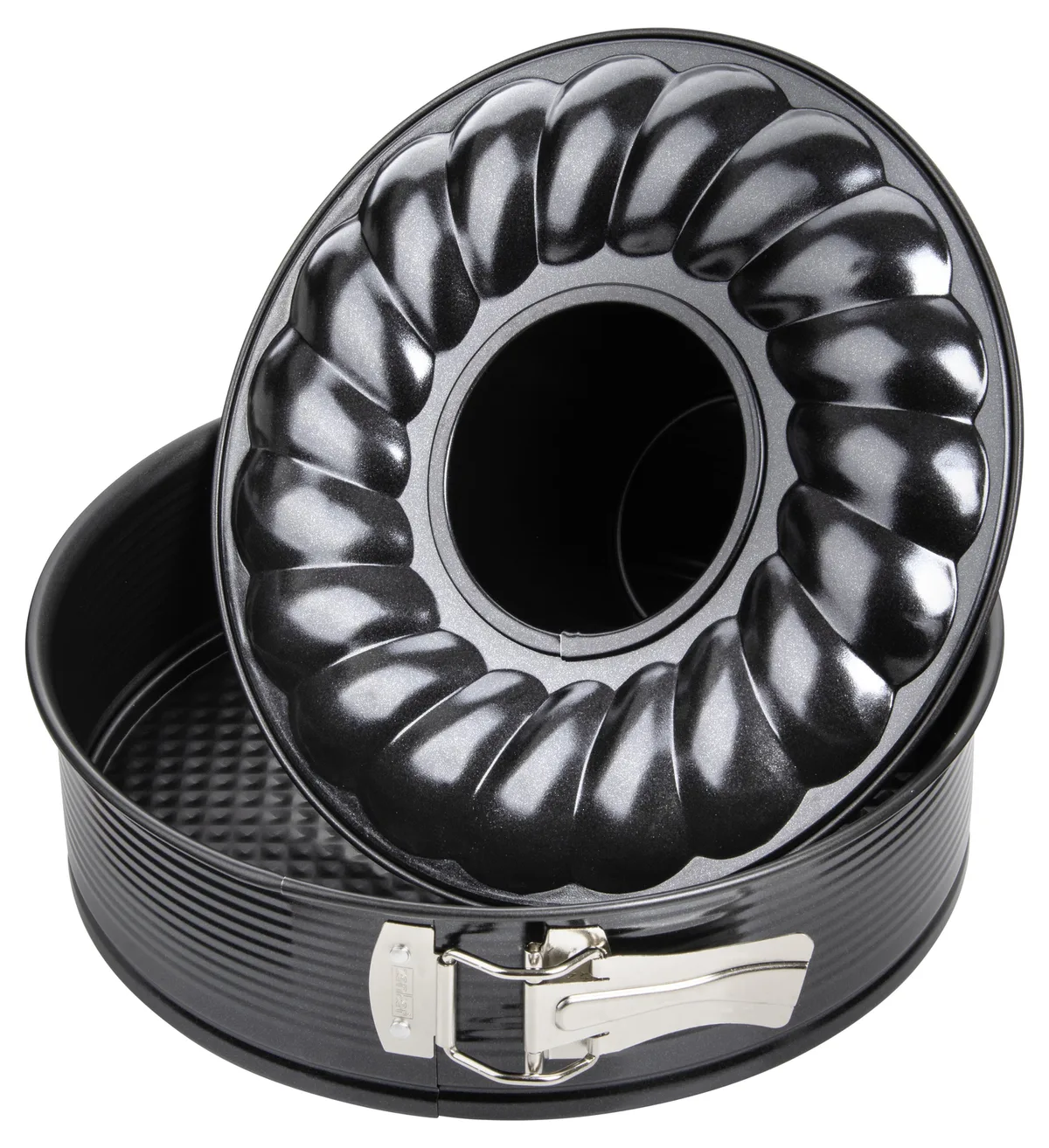 springvorm met vlakke- en tulband bodem black metallic 24cm von Zenker – Produktfoto