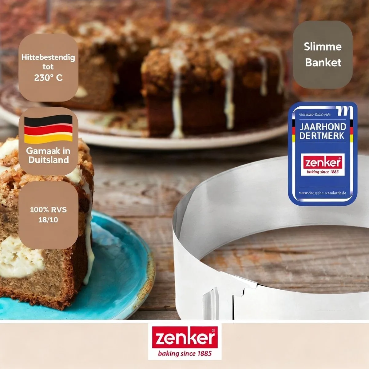 Verstelbare bakring Zenker Smart Pastry van Zenker in Roestvrij staal – productfoto