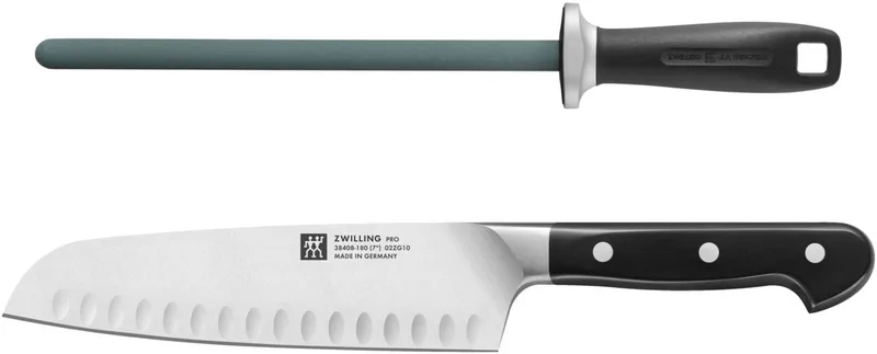 Koksmes 18cm en aanzetstaal 23cm von Zwilling in Grijs zwart groen – Produktfoto