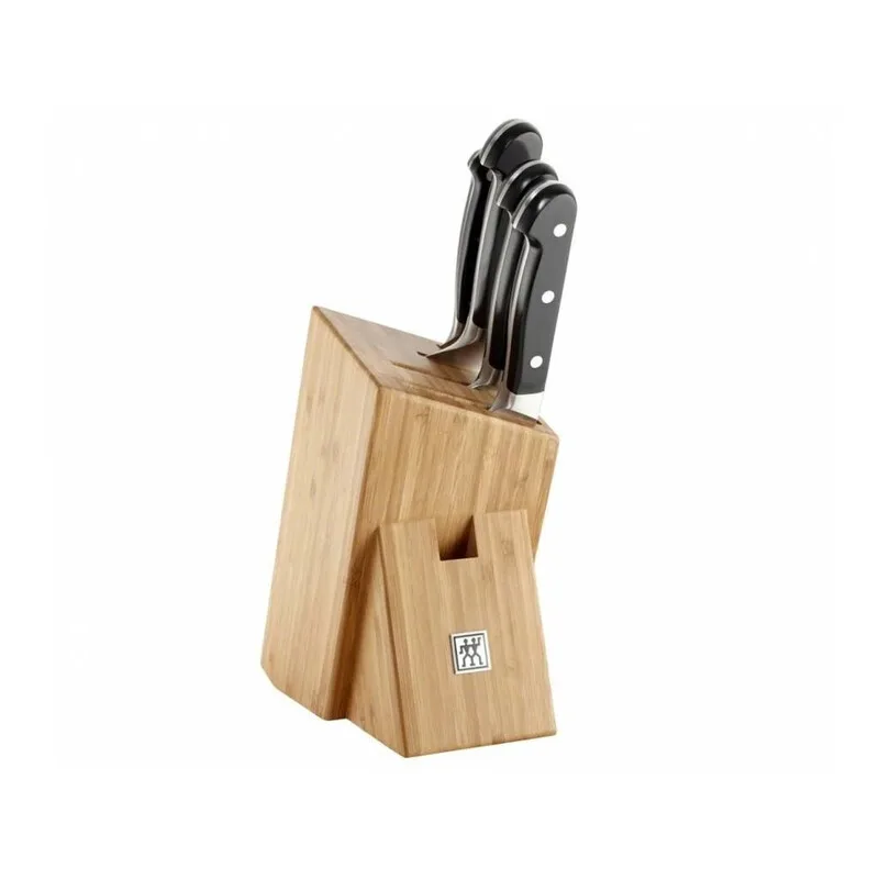 PRO Serie 5-teiliges Messerblock-Set, Bambusblock, schwarze Griffe, inklusive Chinesisches Kochmesser + Santoku + Spickmesser + Hackmesser, spülmaschinenfest, Küchenmesser-Set by Zwilling – product photo