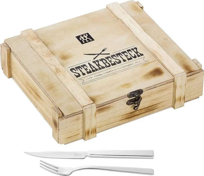 Steak bestekset - 12-delig - In rustieke houten doos - Roestvrij staal von Zwilling in Roestvrijstaal – Produktfoto 1 von 5