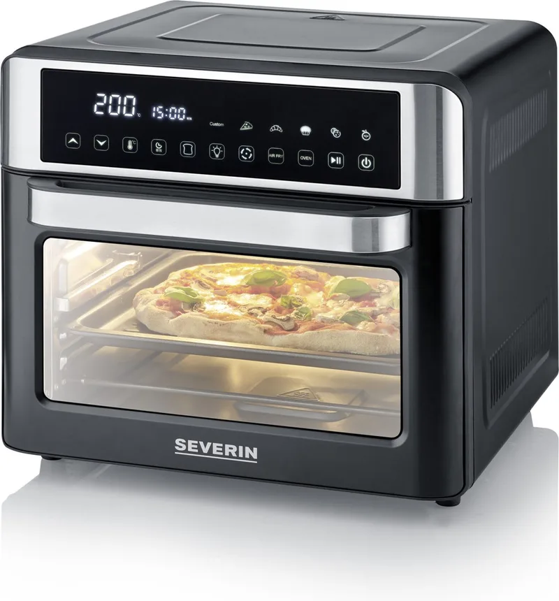 TO 9579 - Bak- en Braadoven - 25 Liter - 12-in-1 combinatie van Oven en Airfryer programma's - Zwart/Zilver van Severin in Zilverzwart – productfoto 1 van 2