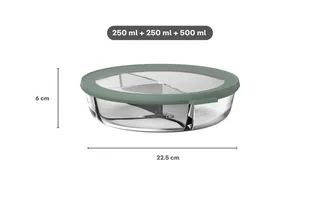 Aufbewahrungsbox Mepal Cirqula 250+250+500 ml Glas Bento Schüssel - Nordic sage van Mepal – productfoto 3 van 5