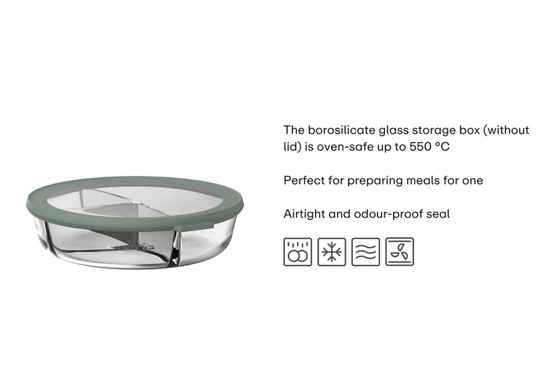 Aufbewahrungsbox Mepal Cirqula 250+250+500 ml Glas Bento Schüssel - Nordic sage van Mepal – productfoto 2 van 5