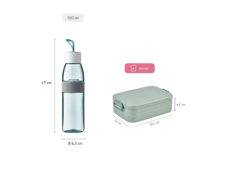 Lunchbox Lunchbox mit Trennwand und Trinkflasche 500 ml für Mealprep, Vivid Mauve, kohlensäuregeeignet, auslaufsicher, bruchfestes Material van Mepal – productfoto 4 van 5