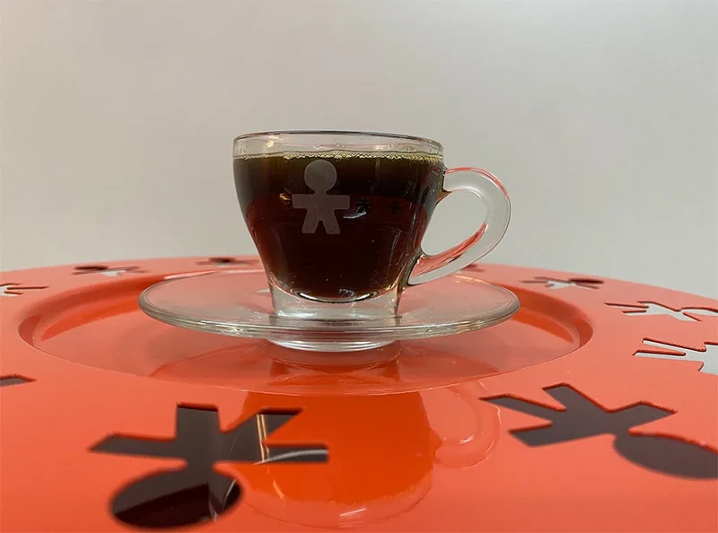Alessi-Girotondo-Espressokop en schotels-4-Set Glas de Alessi en Helder glas – photo produit