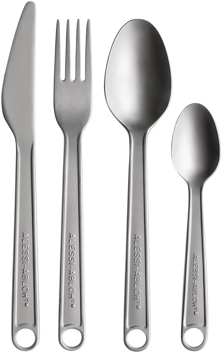Conversational Objects By Virgil Abloh Bestek Set van Alessi in Zilver – productfoto