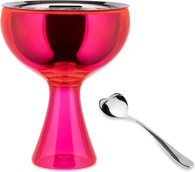 Dessertbord ALESSI Dessertschaal met ijslepel de Alessi en Rose – photo produit